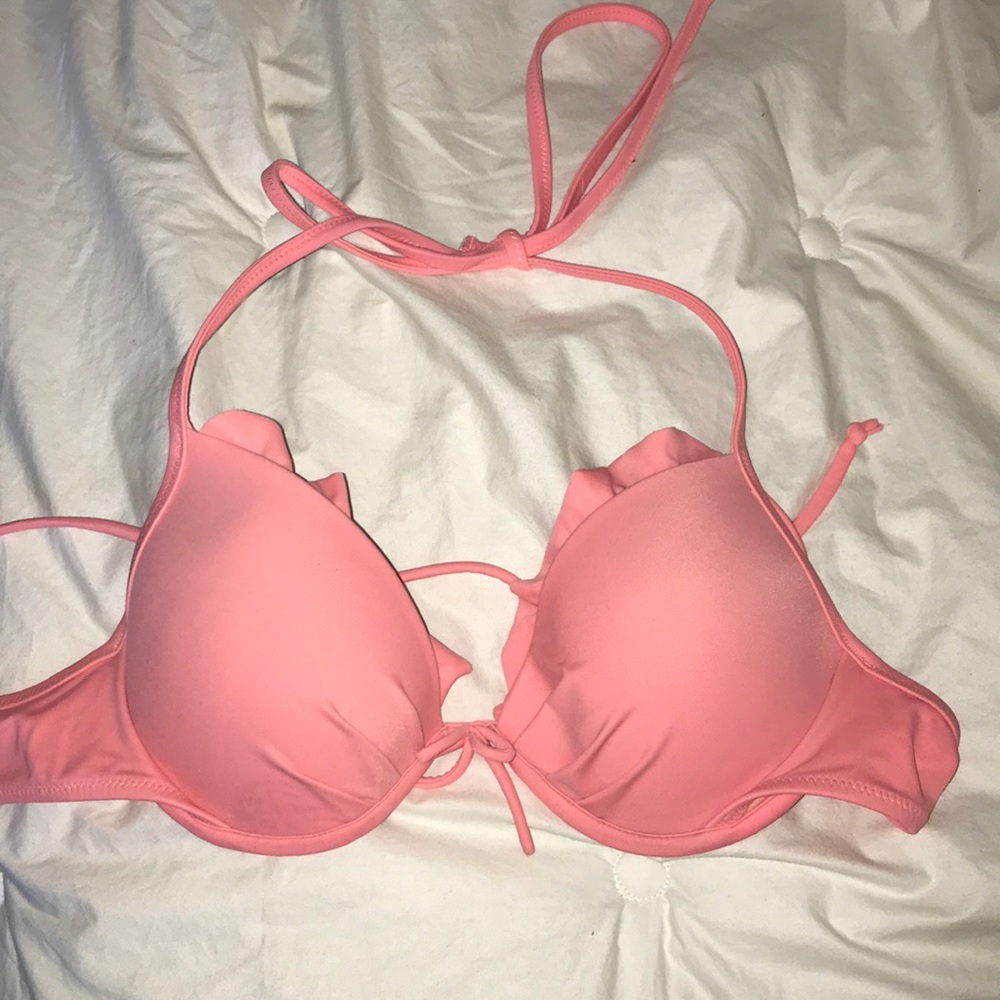 Pink Haltar push up bikini top